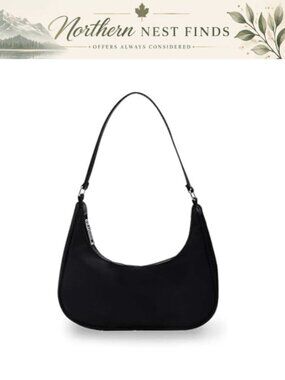 Nylon Crescent Shoulder Bag Zipper Small Handbag for Women Lightweight